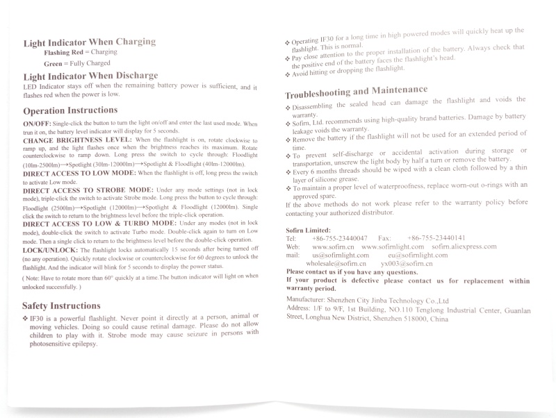 Sofirn IF30 user manual